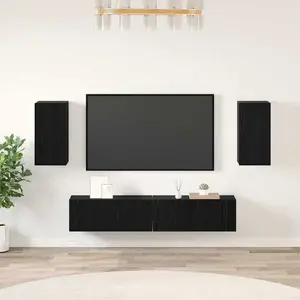 TV skapīšu komplekts VidaXL modelis 3393238 — 4 daļas, melnā ozola apdare, paredzēts izklaides ierīču uzglabāšanai