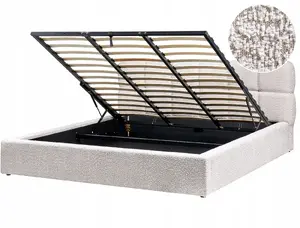 Кровать с контейнером Beliani Baston 180 x 200 см букле светло-бежевый