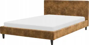 Тканевый (обитый) кровать Beliani FITOU 140 x 200 см, коричневый, мягкая обивка