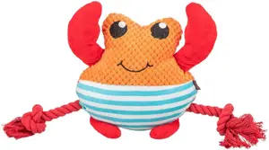 Plīša suņu rotaļlieta Trixie Krabis ar virvītēm, 28 cm, oranža
