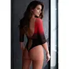 PASSION BS118 сетчатый боди черно-красный Photo 3