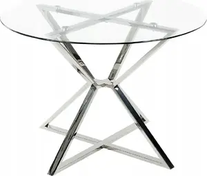 Dining table Beliani BOSCO glass round Ø 105 cm silver