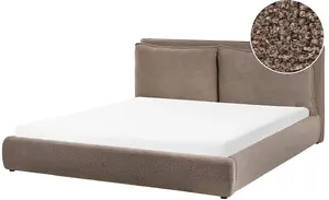 Кровать Beliani Boucle BAJONNA 180 x 200 см, коричневая, обивка из букле, каркас и изголовье