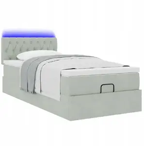 Кровать с оттоманкой и матрасом VidaXL модель 3312656, серая бархатная, 80x200 см