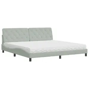 Кровать VidaXL 3208676 с матрасом 200x200 см, высота 170 мм, светло-серая