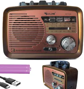 Retoo E972-2 portable battery-powered FM radio with Bluetooth, USB and SD card playback