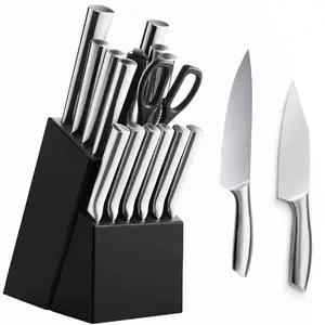 Kitchen knife set Retoo O821-1 — 16-piece stainless steel knives with wooden block