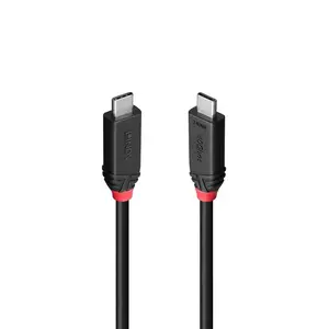 USB4 240W Type C kabelis 2m — Lindy Black Line (USB4 Gen3x2, 40 Gbit/s, zelta kontakti)