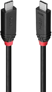 USB4 240W Type C Cable 2m — Lindy Black Line (USB4 Gen3x2, 40 Gbit/s, Gold contacts)