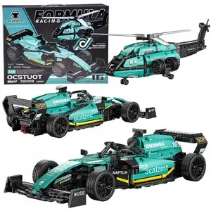 EDUKAMP ZA5730 Technical Building Blocks 2-in-1 — 736 pieces, Formula 1 and Helicopter with Stickers