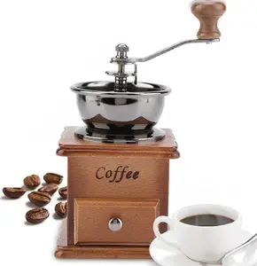 Manual Wooden Coffee and Pepper Grinder Retoo O546 – Hand-Crank Mill, Single-Chamber