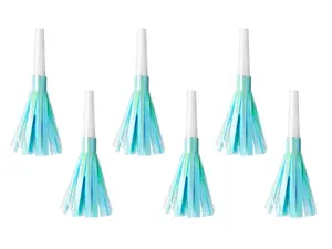 PartyDeco party horn set, sky-blue, 6 pieces, for birthdays