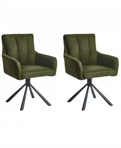Dining chair set Beliani SARDOAL — 2 rotating chairs, dark green upholstery