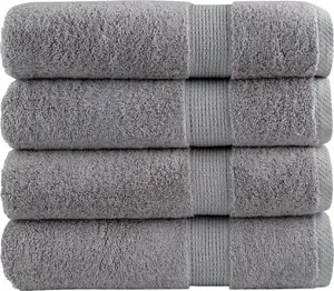 Hand Towels VidaXL premium set of 4, 100% cotton, grey, 50 x 100 cm
