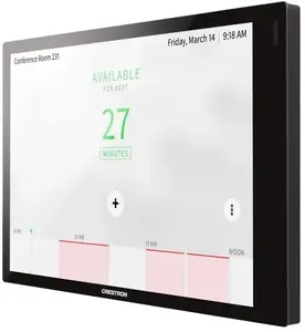 Skārienekrāna istabu rezervēšanas ierīce Crestron TSS-770 priekš Zoom Rooms, 7" melns matēts, ietver TSW-770-LB gaismas joslu un TSW-770/1070-MSMK-ANG stiprinājumu
