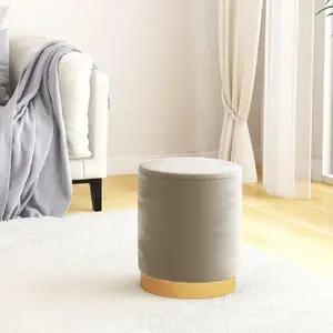 Pouffe with Storage VidaXL 340286, round upholstered ottoman in dark grey velvet