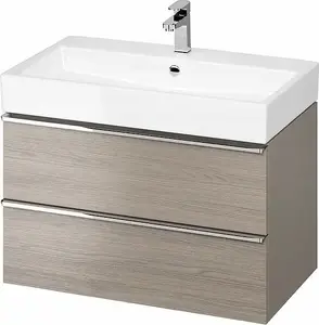 Bathroom vanity set Ceramika Virgo S801-424 VIRGO 80 gray with cabinet (522-028) and basin, chrome handle
