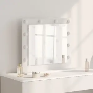 Mirror vanity VidaXL model 868285 with white wood-based frame for bathroom and dressing area