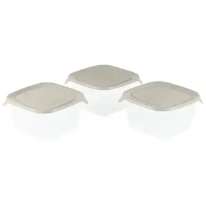 Food container set Curver Fresh&Go 3 pcs square plastic, 3 × 1.2 L, beige
