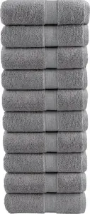 Guest Towels VidaXL premium set 10 pieces gray 30x50 cm cotton