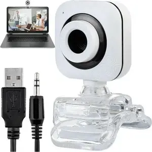 Webcam Retoo model 198 with built-in microphone, white — PC camera for lessons and video calls