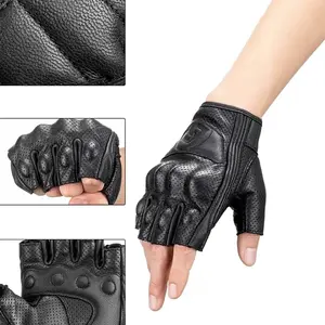 Motorcycle gloves RockBros model 16220006002, leather, size M, black