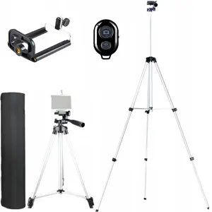 Tripod for smartphone Retoo E085-3 with 1/4" thread, Bluetooth remote, adjustable height 35–103 cm