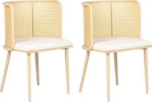 Dining chair set Beliani KOBUK — 2 metal-framed chairs with light wood seats