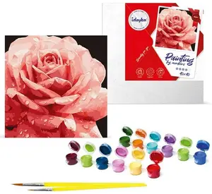 Paint-by-Numbers Kit Ideyka AP0095 — 40 x 40 cm canvas, 'Doskonala roza' design, numbered paints included