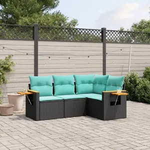 Garden lounge set VidaXL 4-piece with cushions, black — outdoor seating set for patio and terrace