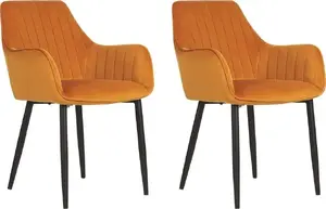 Dining chair set Beliani WELLSTON — 2-piece velvet upholstered chairs, orange, model 450497 Bel