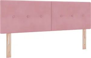 Кровать с подиумом и матрасом VidaXL 160x200 см, велюровая обивка, встроенная LED-подсветка, розовая