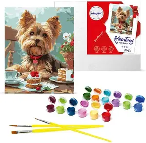 Paint-by-numbers canvas Ideyka model KHO6629 'Afternoon with a Yorkie' 40x50 cm, kit AP0114