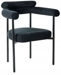 Dining chair set Beliani LYNEY — 2-piece modern black upholstered chairs, model 631625