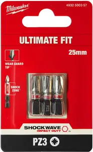 Screwdriver Bit Set MILWAUKEE PZ3 x 25 mm, 3-piece, model 4932500357