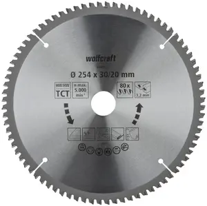 Дисковая пила (пильный диск) Wolfcraft WF6543000 254 мм 30 мм, твердосплавные зубья для косых резов