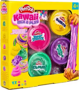 Play‑Doh Kawaii Mix & Play komplekts — Play‑Doh modelēšanas mīkla, 4 burciņas