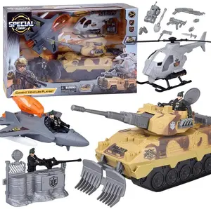 Jokomisiada ZA5752 large military playset — tank, fighter jet, helicopter and soldier figures
