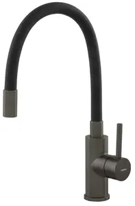 Kitchen faucet FERRO BZR4BSSGM — single-handle stainless steel mixer, pull-out spray, deck-mounted