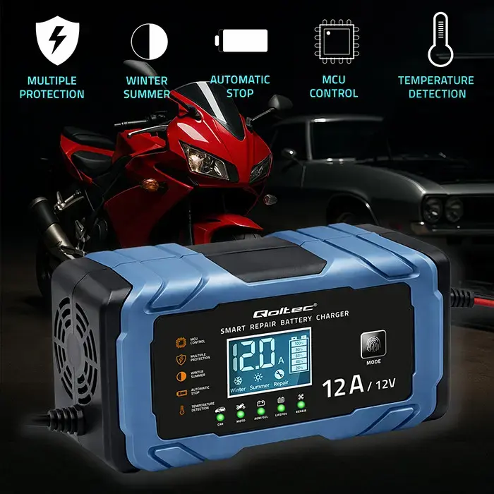 QOLTEC 12V 12A inteliģents lādētājs Photo 2