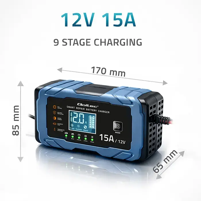 QOLTEC 12V 15A Inteliģentais lādētājs Photo 6