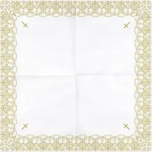 Napkins PartyDeco Communion with Ornamental Gold Print 33x33 cm 20 pcs