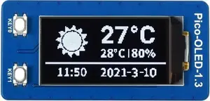 Waveshare OLED display 1.3" 64×128 px, SPI/I2C, monochrome — for Raspberry Pi Pico