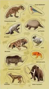 Sticker set TEKA 'Extinct Animals' (assorted animal illustrations) — educational decorative stickers