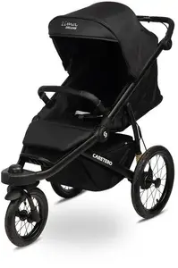 Caretero Lima Deluxe stroller - single-seat urban pushchair, reclining seat, adjustable canopy, harness (black)