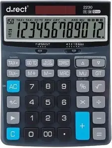Galda kalkulators D.Rect modelis 2230/1630 — pamataritmētiskās funkcijas, LCD ekrāns, bateriju un saules barošana