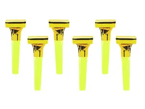 PartyDeco Party Whistles Gold, pack of 6 — party noisemakers for birthdays