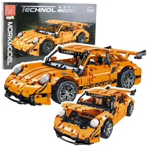 LEANToys būvēšanas komplekts GT Racing — sacīkšu automobilis 1:14, 1268 detaļas, oranžs