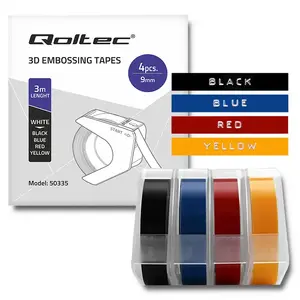 QOLTEC Self-adhesive 3D Embossing Tape Set for DYMO OMEGA Label Maker, 4 colors, 9 mm x 3 m