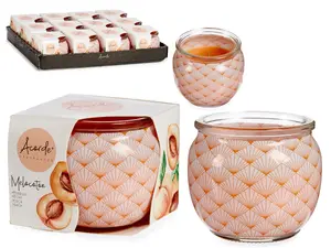 Acorde aromātiskā svece stikla traukā — persiku aromāts, degšanas ilgums 20 h, modelis 34565